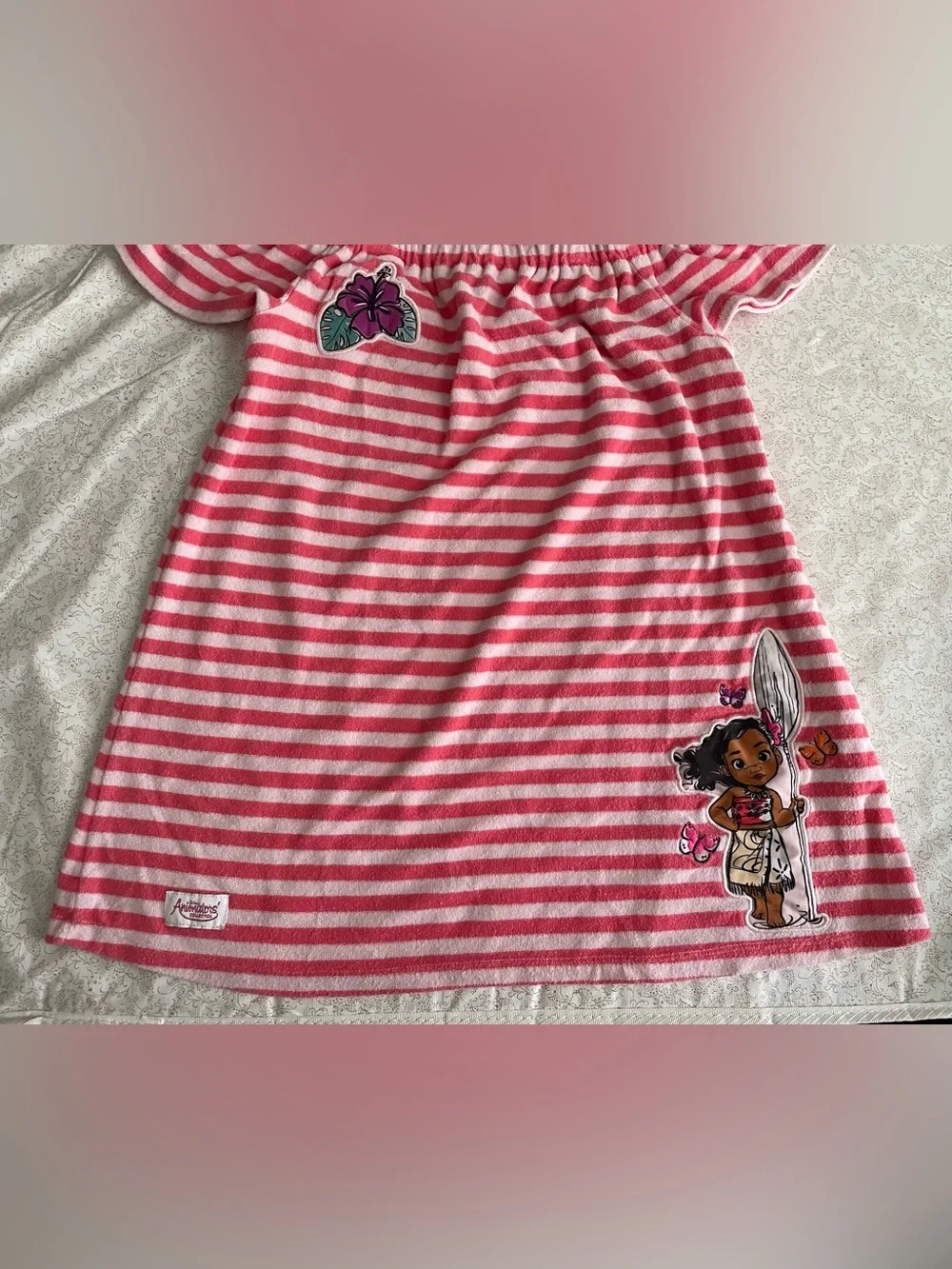 Disney Animators Collection Moana Striped Cover Up Dress Girls 7/8 Striped